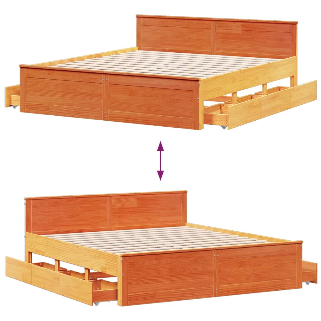 Cadre de lit sans matelas avec tête de lit 180x200 cm bois pin - XIOS