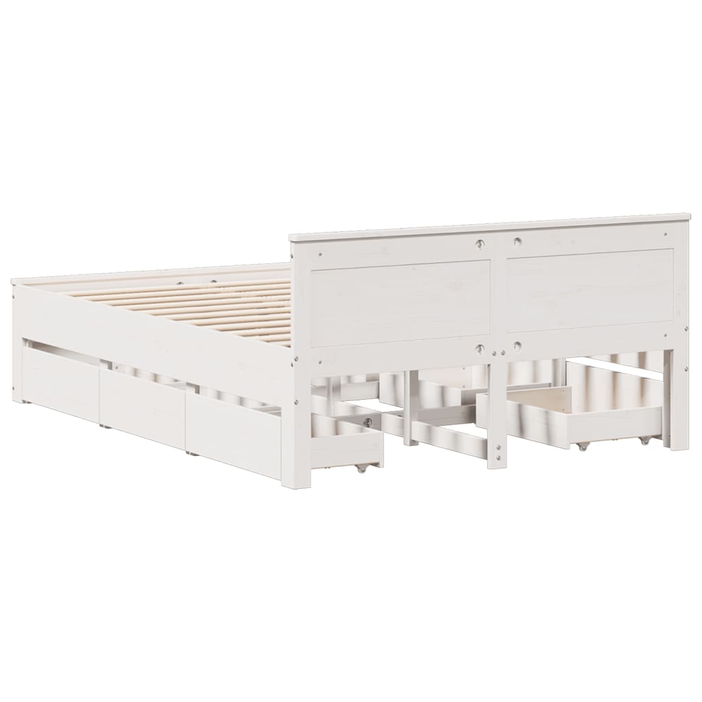 Cadre de lit sans matelas avec tête de lit blanc 150x200 cm pin - XIOS