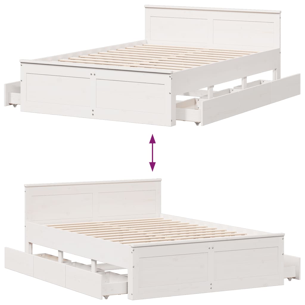 Cadre de lit sans matelas avec tête de lit blanc 150x200 cm pin - XIOS
