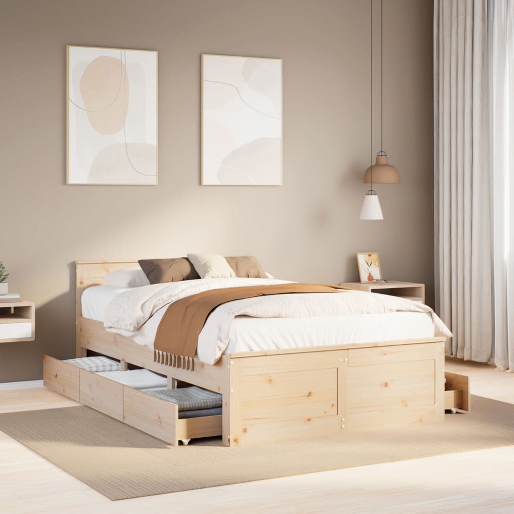 Cadre de lit sans matelas avec tête de lit 120x200 cm bois pin - XIOS
