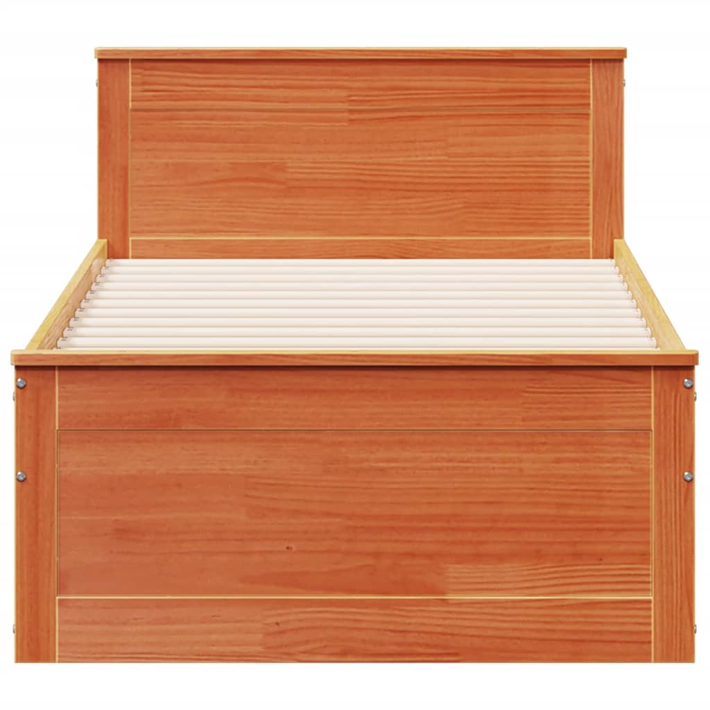 Cadre de lit sans matelas avec tête de lit 100x200 cm bois pin - XIOS