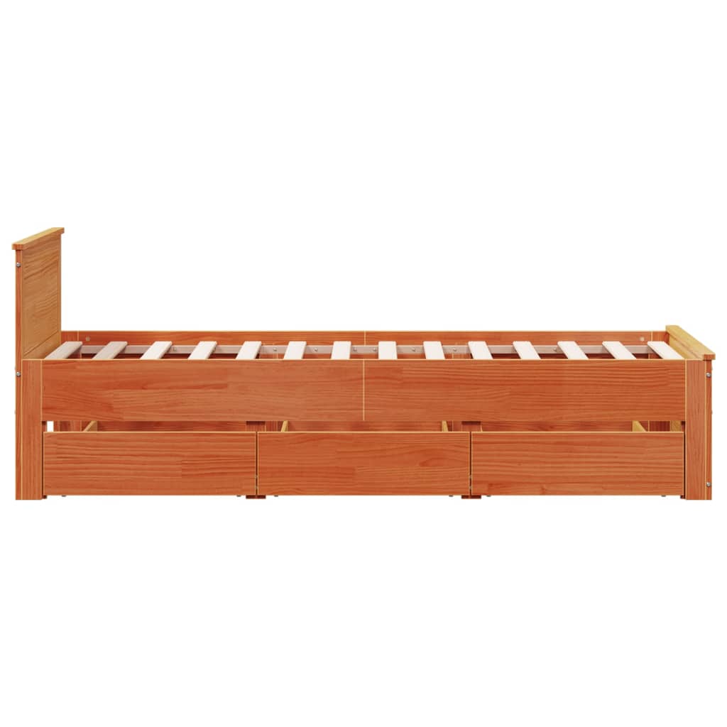 Cadre de lit sans matelas avec tête de lit 100x200 cm bois pin - XIOS
