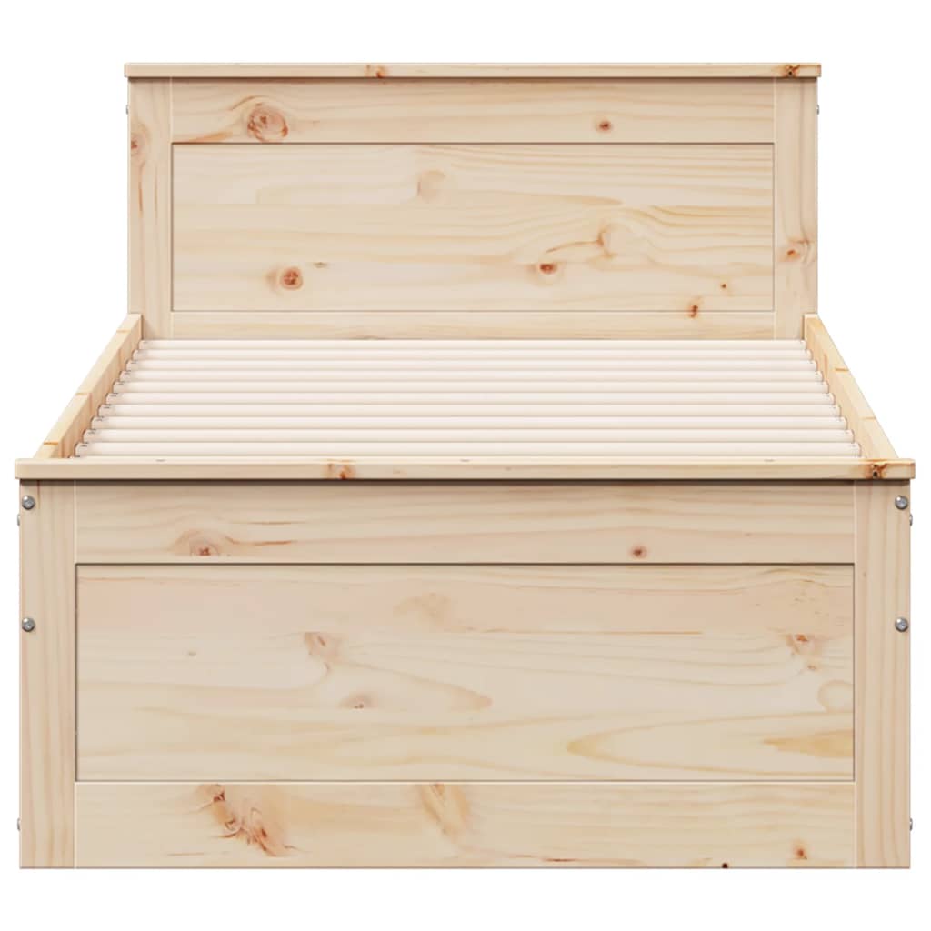 Cadre de lit sans matelas avec tête de lit 90x200cm bois de pin - XIOS