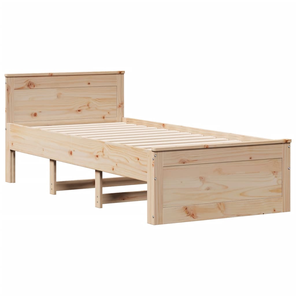 Cadre de lit sans matelas avec tête de lit 90x200cm bois de pin - XIOS