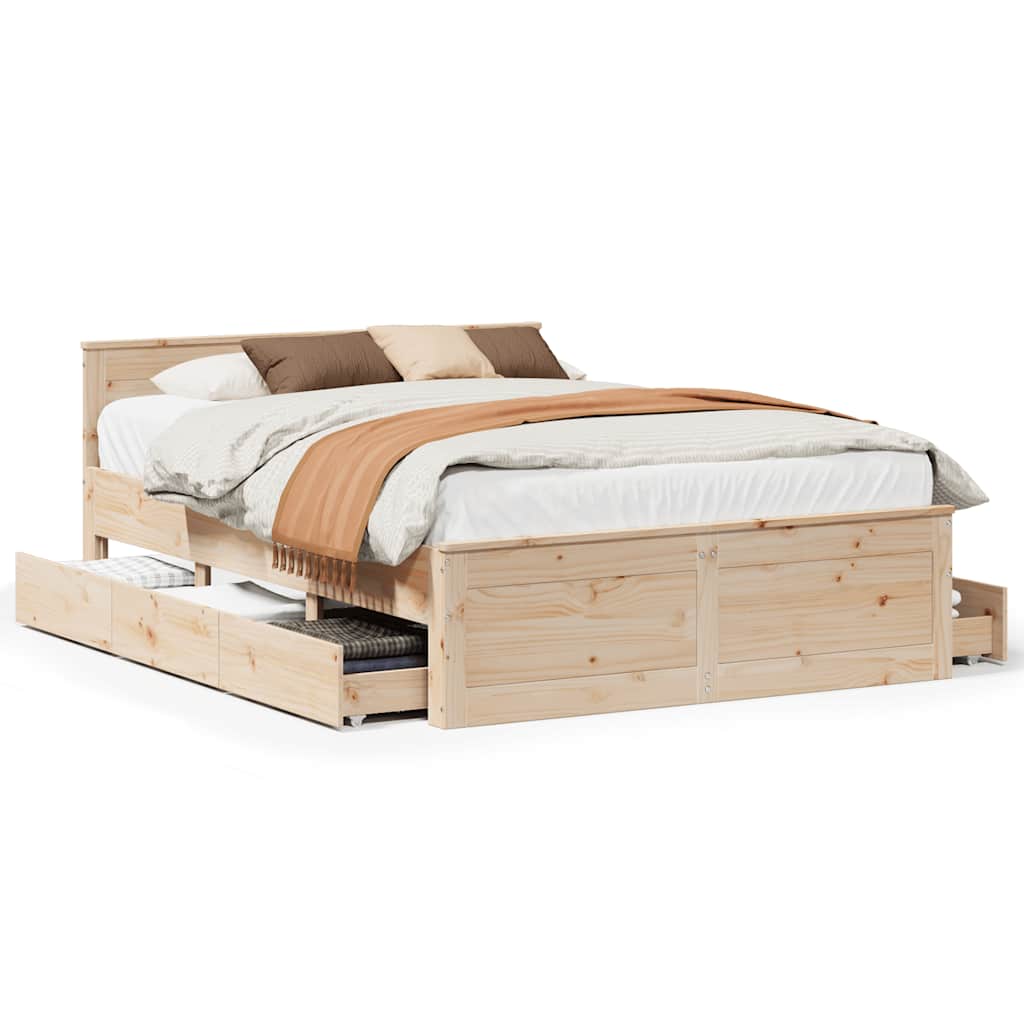 Cadre de lit sans matelas avec tête de lit 140x190cm pin massif - XIOS