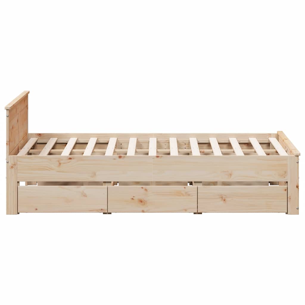 Cadre de lit sans matelas avec tête de lit 140x190cm pin massif - XIOS