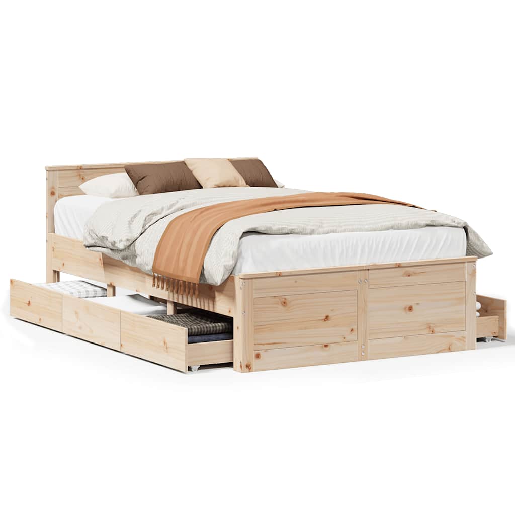 Cadre de lit sans matelas avec tête de lit 135x190 cm bois pin - XIOS