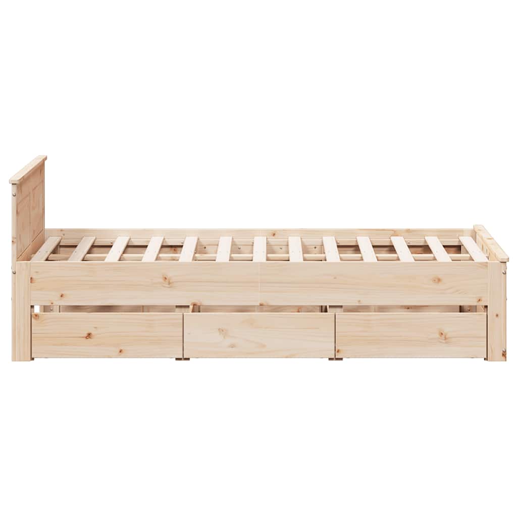 Cadre de lit sans matelas avec tête de lit 135x190 cm bois pin - XIOS