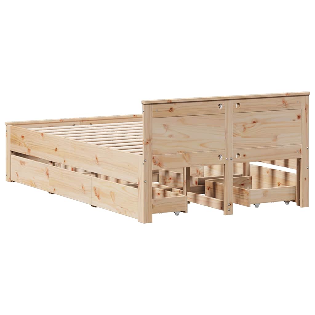 Cadre de lit sans matelas avec tête de lit 135x190 cm bois pin - XIOS