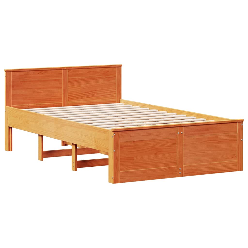 Cadre de lit sans matelas avec tête de lit brun cire 135x190 cm - XIOS