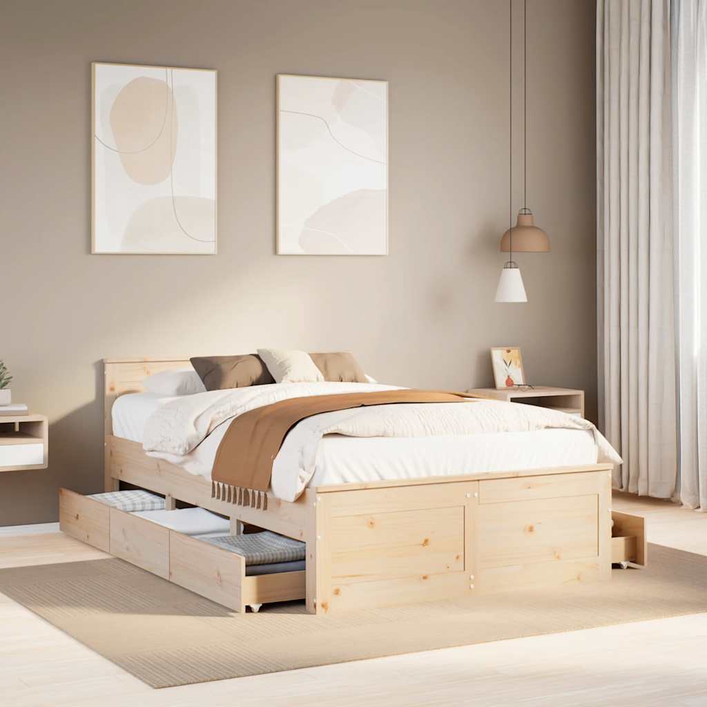 Cadre de lit sans matelas avec tête de lit 120x190 cm bois pin - XIOS