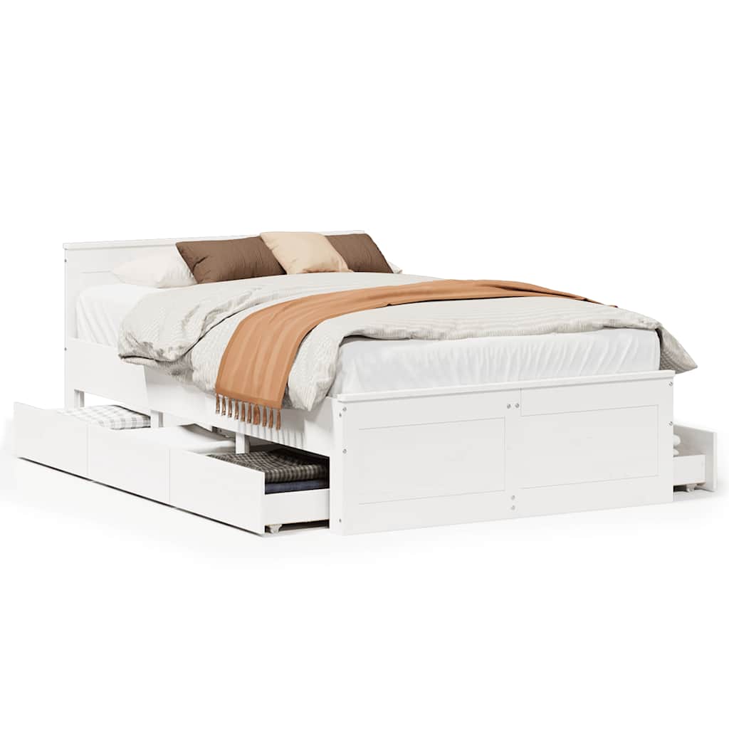 Cadre de lit sans matelas avec tête de lit blanc 120x190 cm pin