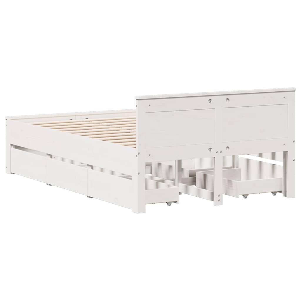 Cadre de lit sans matelas avec tête de lit blanc 120x190 cm pin