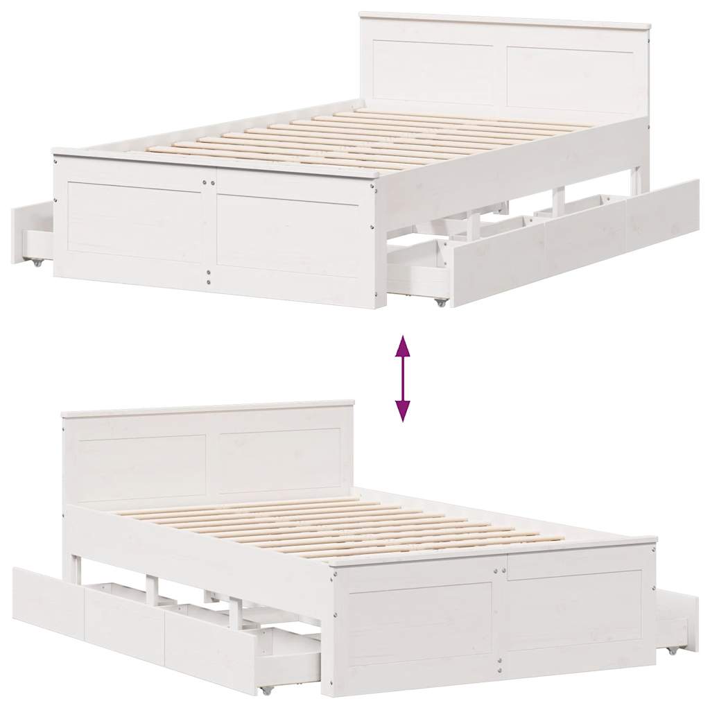Cadre de lit sans matelas avec tête de lit blanc 120x190 cm pin