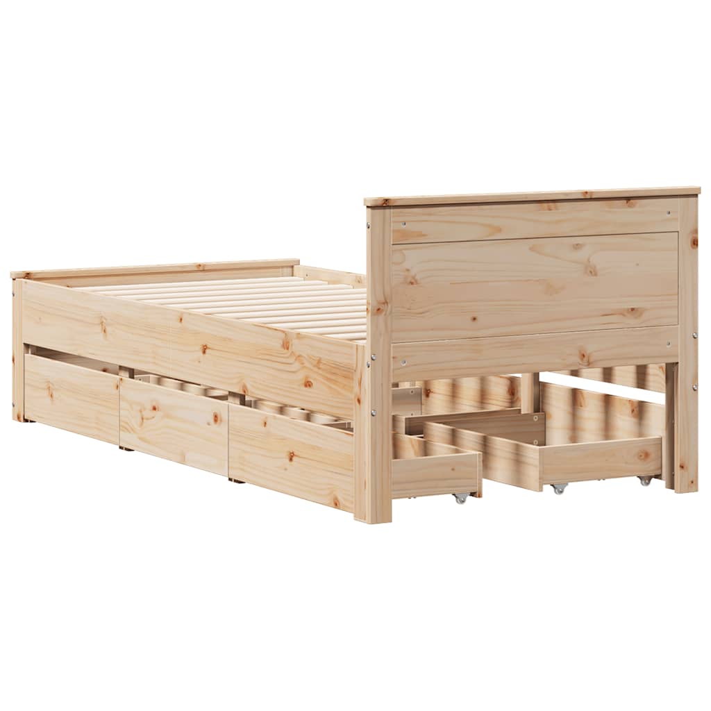 Cadre de lit sans matelas avec tête de lit 90x190 cm pin massif - XIOS