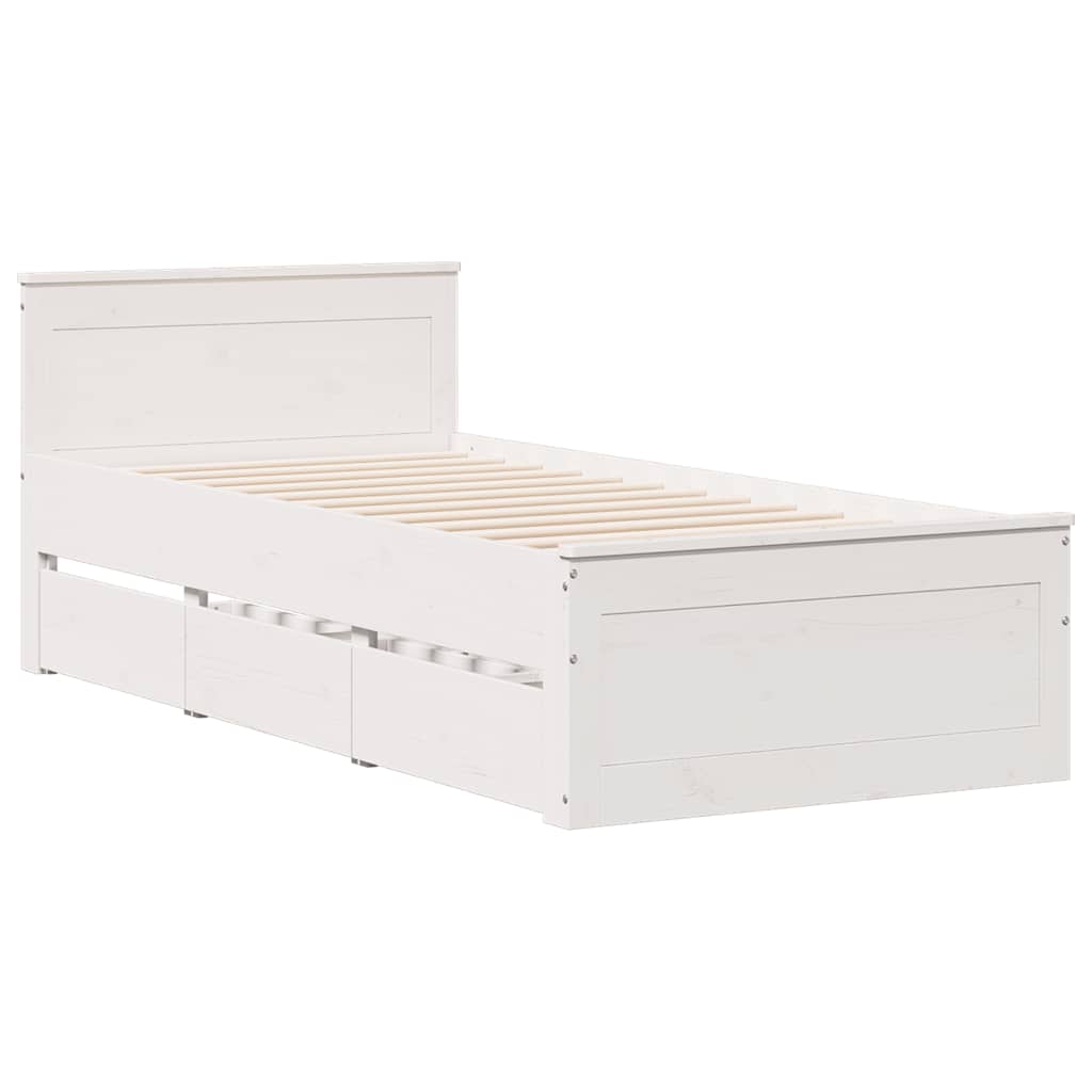 Cadre de lit sans matelas avec tête de lit 90x190 cm pin massif - XIOS