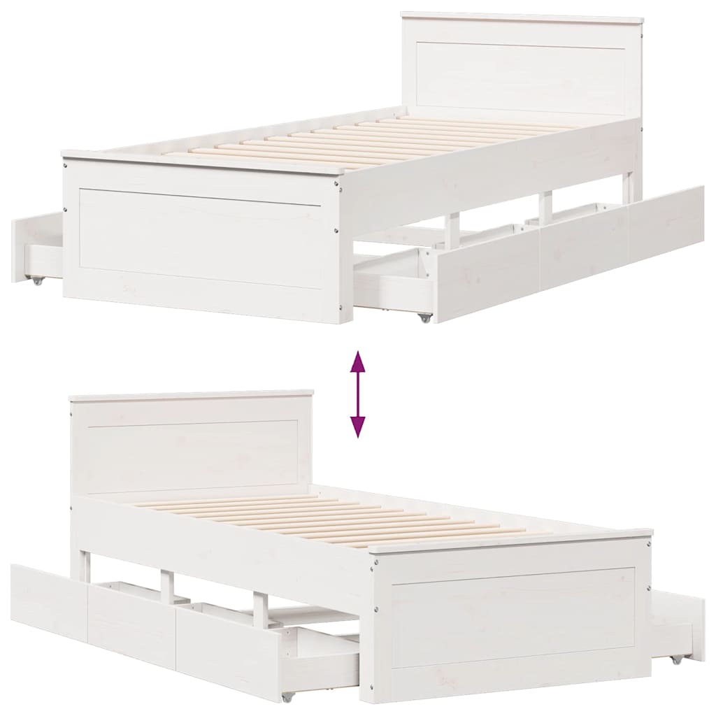 Cadre de lit sans matelas avec tête de lit 90x190 cm pin massif - XIOS