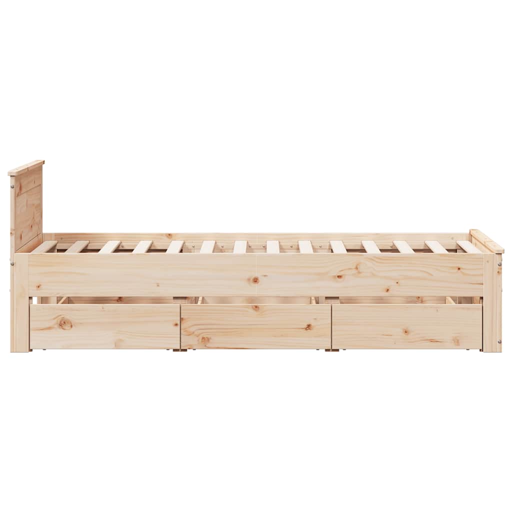 Cadre de lit sans matelas avec tête de lit 75x190 cm pin massif - XIOS