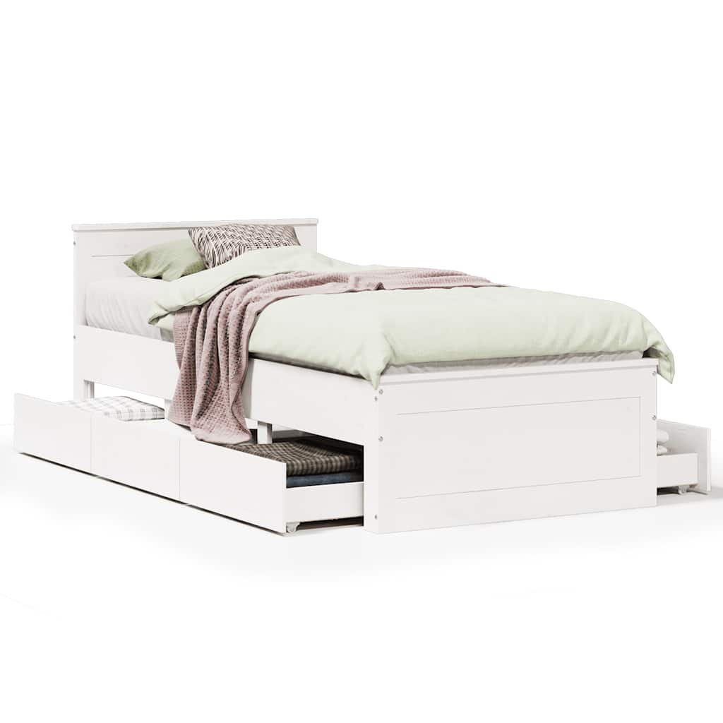 Cadre de lit sans matelas avec tête de lit 75x190 cm pin massif - XIOS