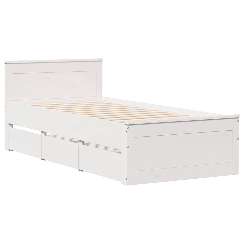Cadre de lit sans matelas avec tête de lit 75x190 cm pin massif - XIOS