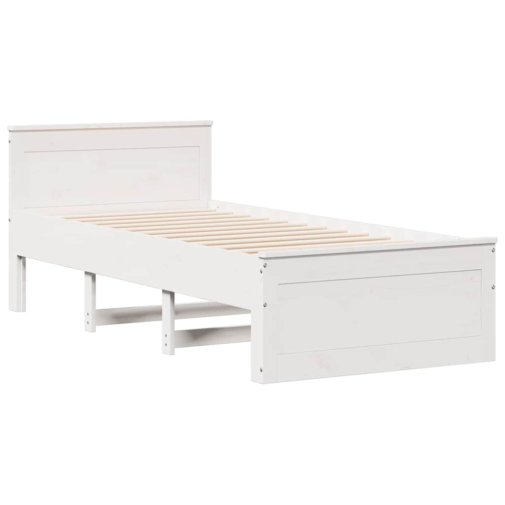 Cadre de lit sans matelas avec tête de lit 75x190 cm pin massif - XIOS