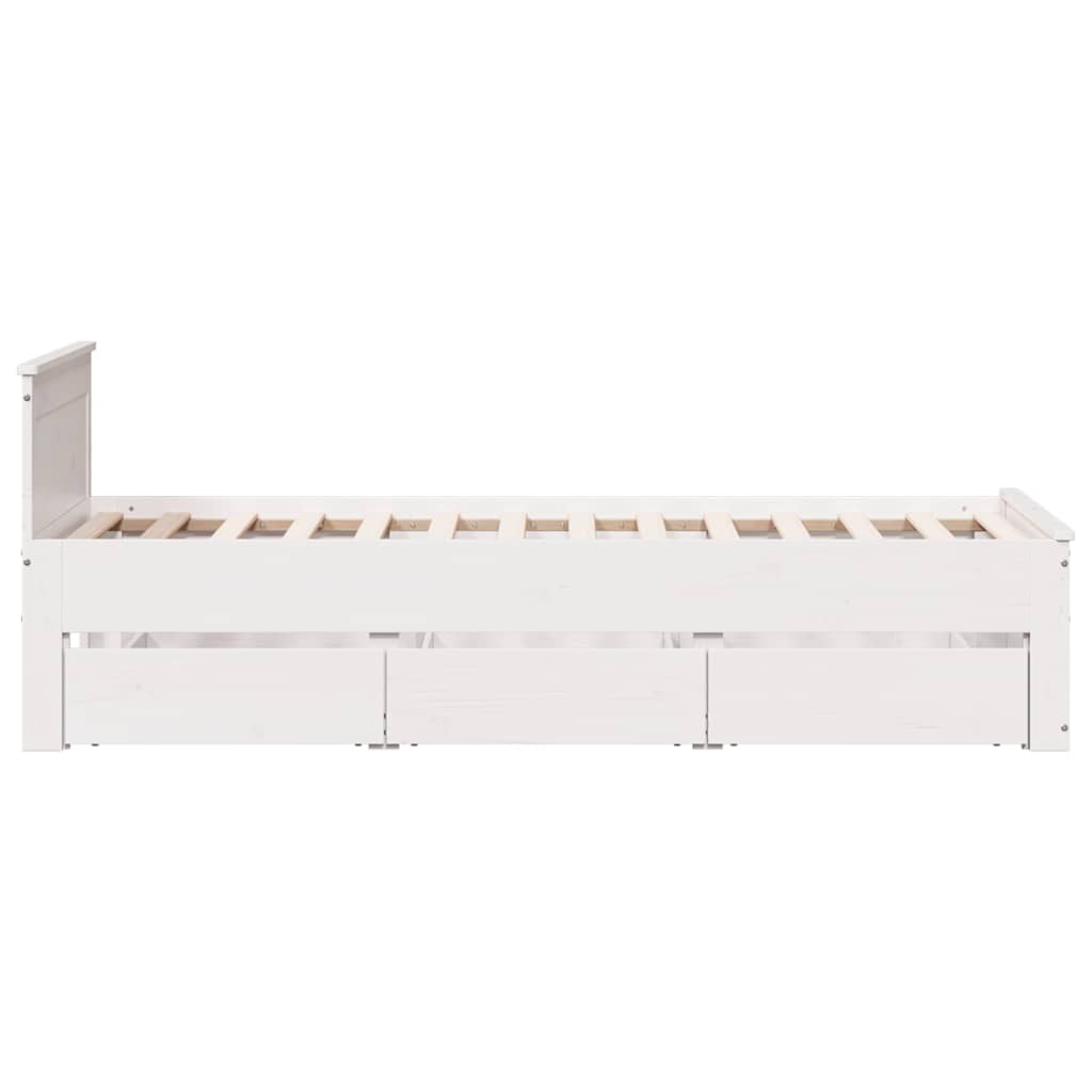 Cadre de lit sans matelas avec tête de lit 75x190 cm pin massif - XIOS