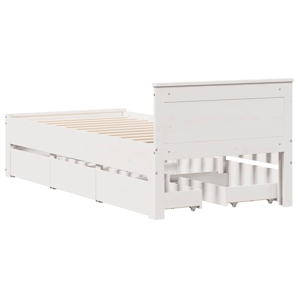 Cadre de lit sans matelas avec tête de lit 75x190 cm pin massif - XIOS
