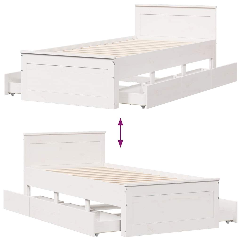 Cadre de lit sans matelas avec tête de lit 75x190 cm pin massif - XIOS