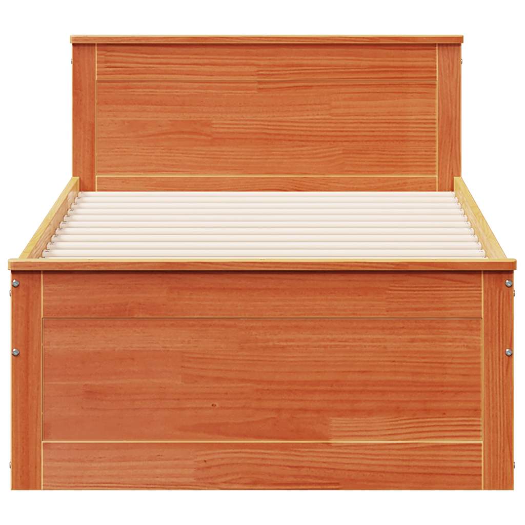 Cadre de lit sans matelas avec tête de lit 75x190 cm pin massif - XIOS