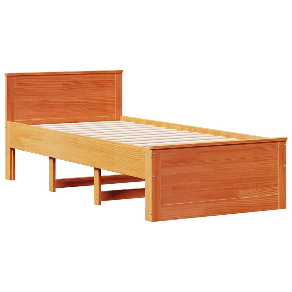 Cadre de lit sans matelas avec tête de lit 75x190 cm pin massif - XIOS