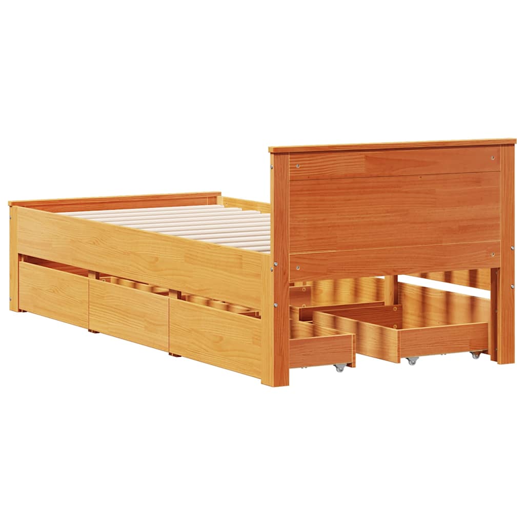 Cadre de lit sans matelas avec tête de lit 75x190 cm pin massif - XIOS