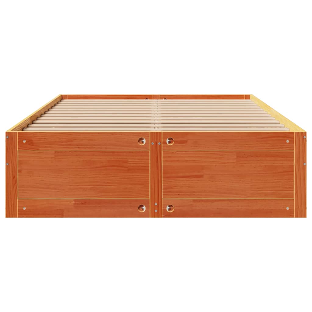 Cadre de lit sans matelas avec tiroirs brun cire 150x200 cm pin - XIOS