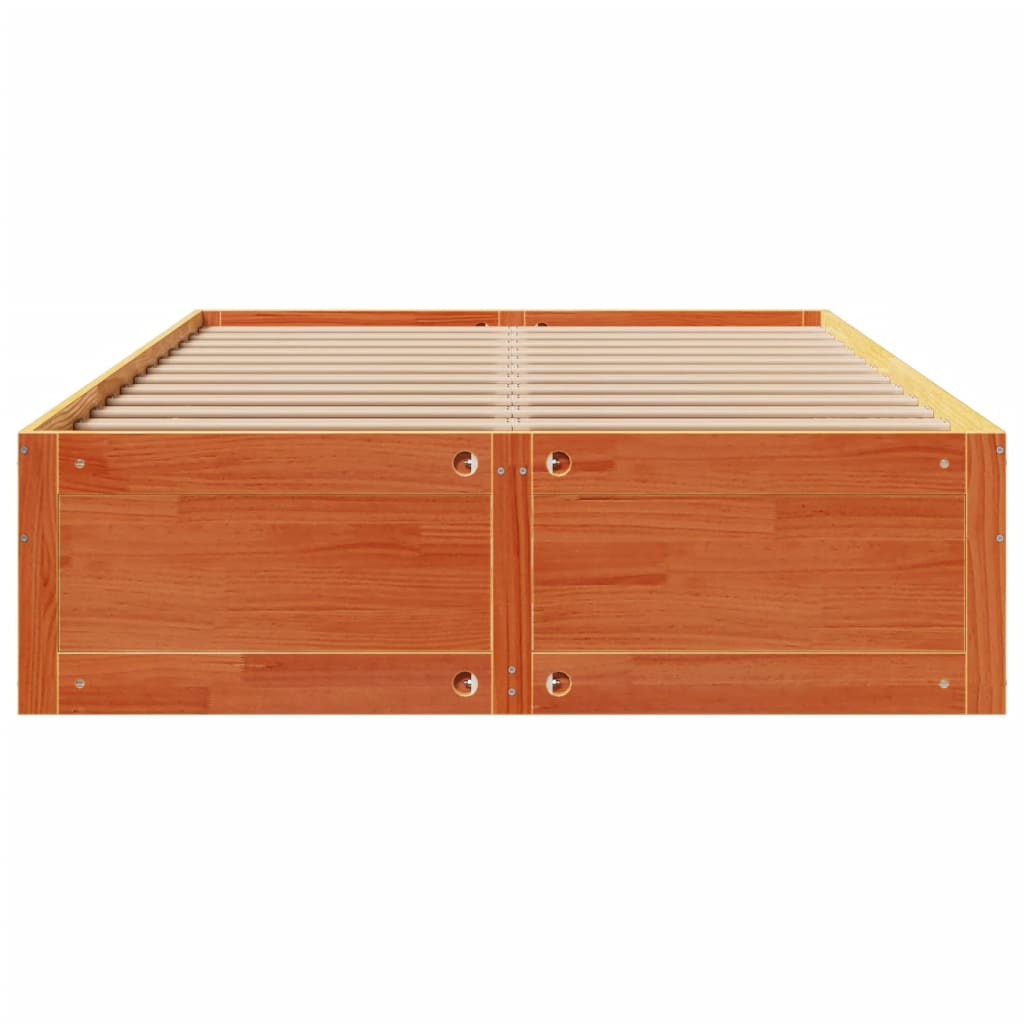 Cadre de lit sans matelas avec tiroirs brun cire 140x200 cm pin - XIOS
