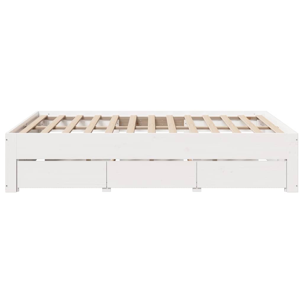 Cadre de lit sans matelas avec tiroirs 140x190 cm bois de pin - XIOS