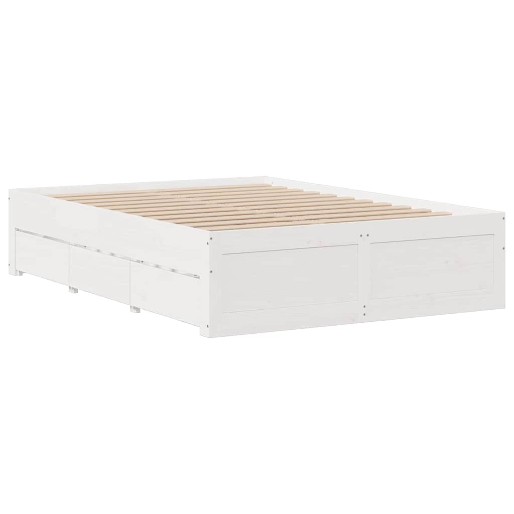 Cadre de lit sans matelas avec tiroirs 140x190 cm bois de pin - XIOS