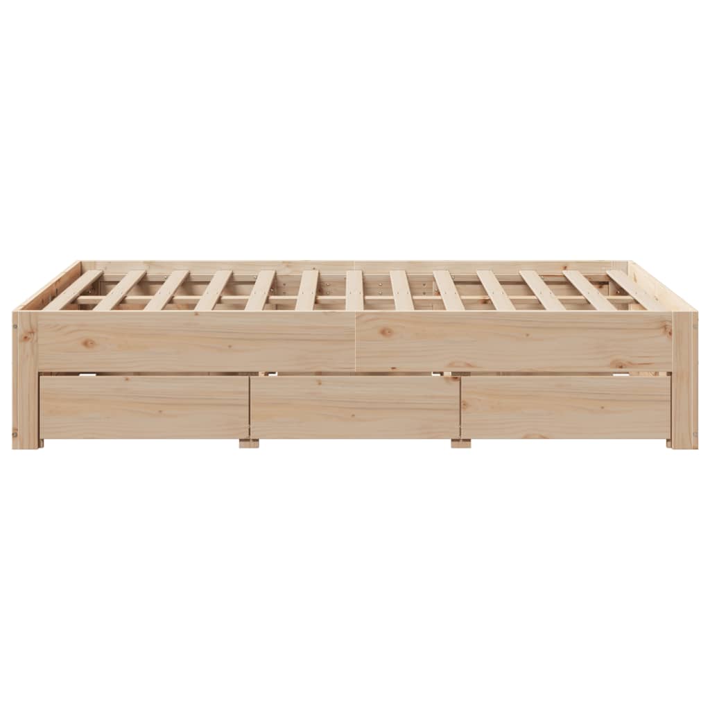 Cadre de lit sans matelas avec tiroirs 135x190 cm bois de pin - XIOS