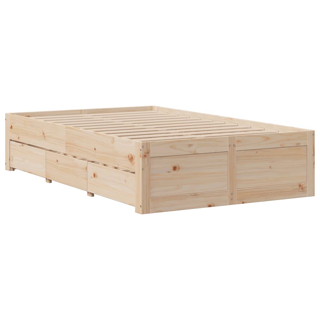 Cadre de lit sans matelas avec tiroirs 135x190 cm bois de pin - XIOS