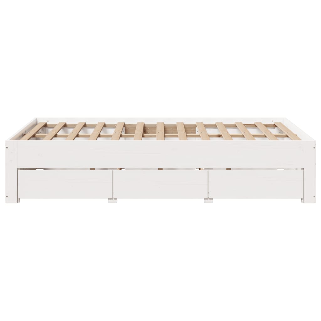 Cadre de lit sans matelas avec tiroirs 135x190 cm bois de pin - XIOS