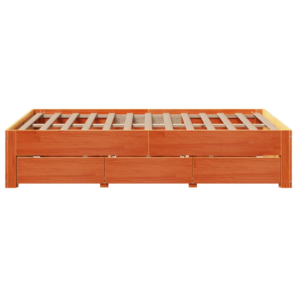 Cadre de lit sans matelas avec tiroirs 135x190 cm bois de pin - XIOS