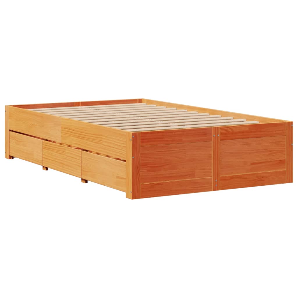 Cadre de lit sans matelas avec tiroirs 135x190 cm bois de pin - XIOS