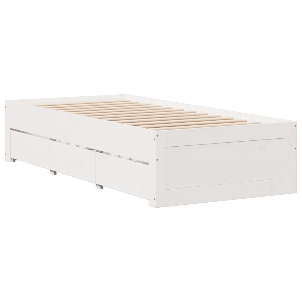 Cadre de lit sans matelas avec tiroirs 75x190 cm bois de pin - XIOS