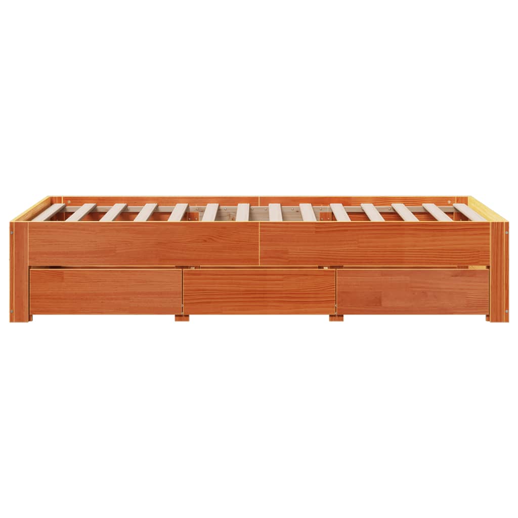 Cadre de lit sans matelas avec tiroirs 75x190cm bois pin massif - XIOS