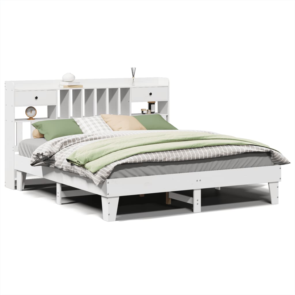 Cadre de lit sans matelas blanc 180x200 cm bois massif de pin - XIOS