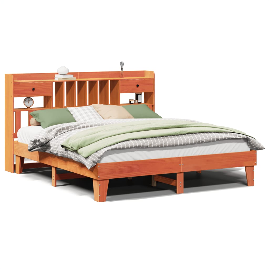 Cadre de lit sans matelas cire marron 180x200cm bois pin massif - XIOS