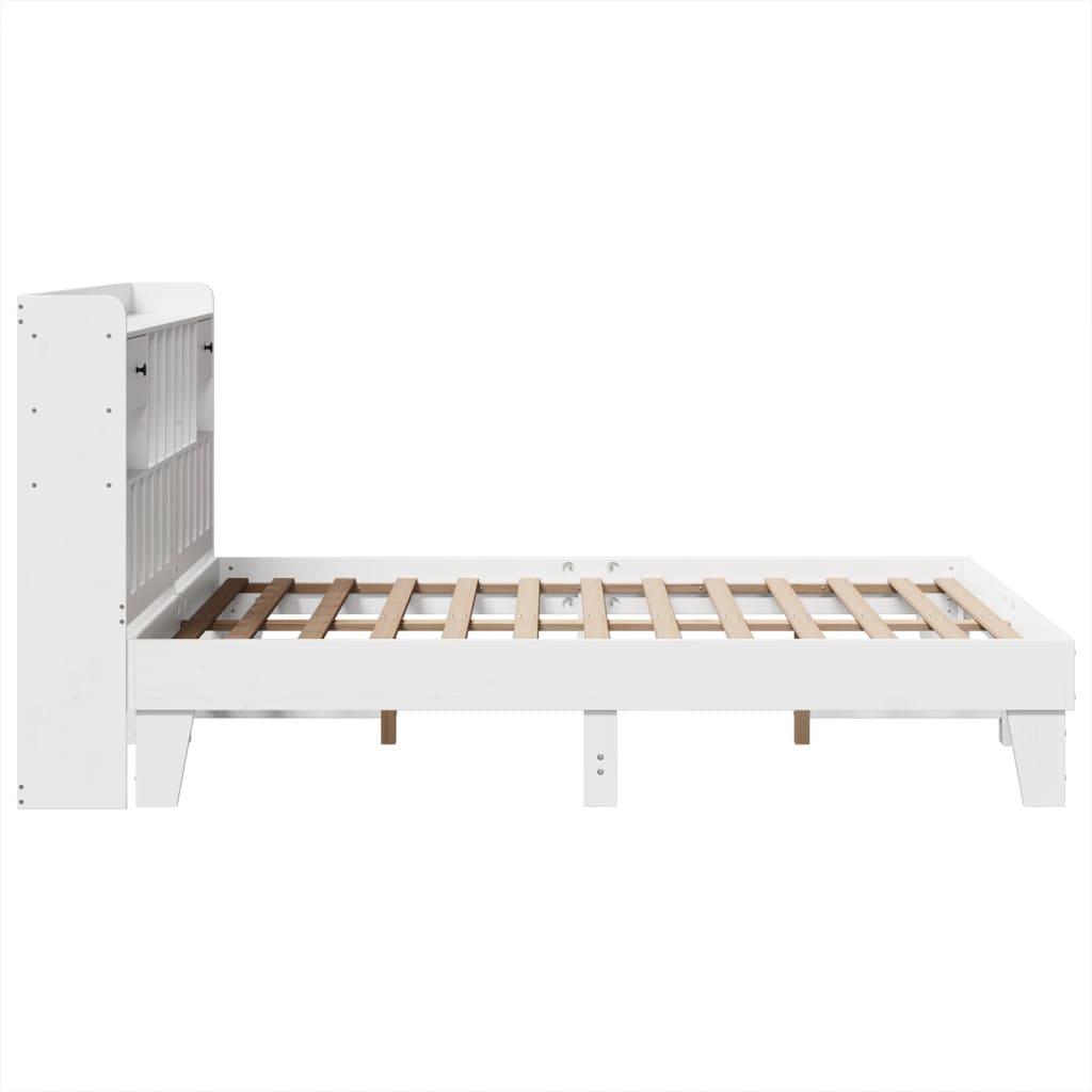 Cadre de lit sans matelas blanc 150x200 cm bois de pin massif - XIOS
