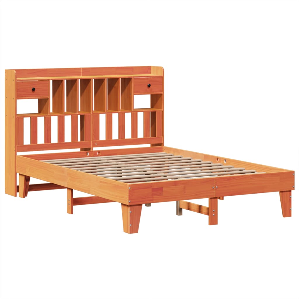 Cadre de lit sans matelas cire marron 150x200cm bois pin massif - XIOS