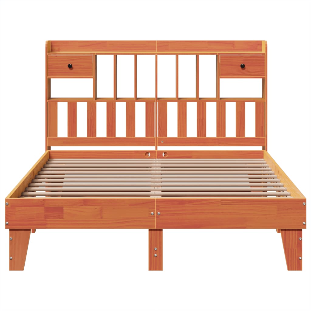 Cadre de lit sans matelas cire marron 150x200cm bois pin massif - XIOS