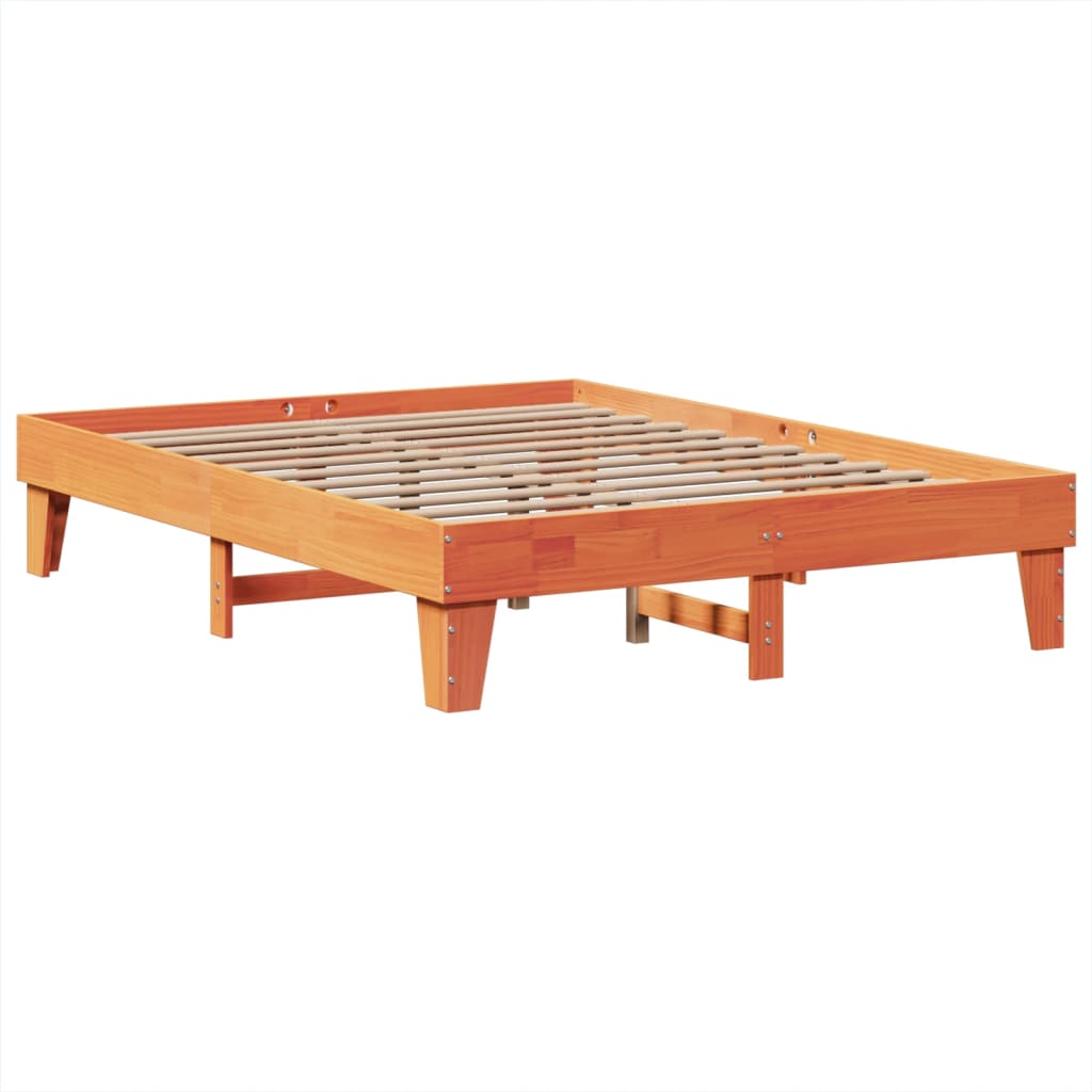 Cadre de lit sans matelas cire marron 150x200cm bois pin massif - XIOS
