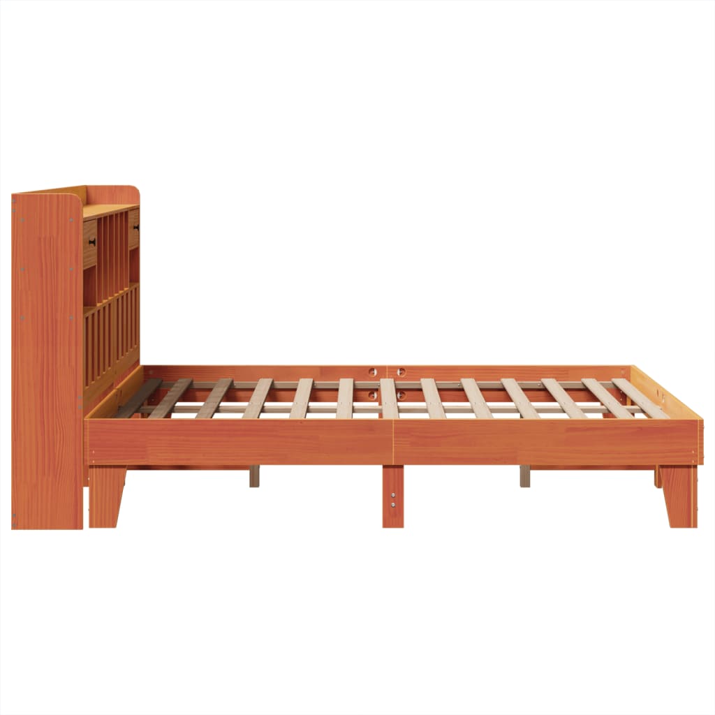 Cadre de lit sans matelas cire marron 150x200cm bois pin massif - XIOS
