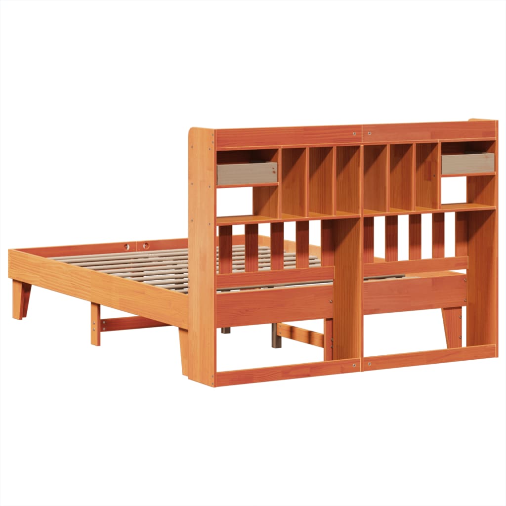 Cadre de lit sans matelas cire marron 150x200cm bois pin massif - XIOS